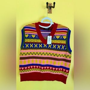 Colorful, cozy sweater vest.